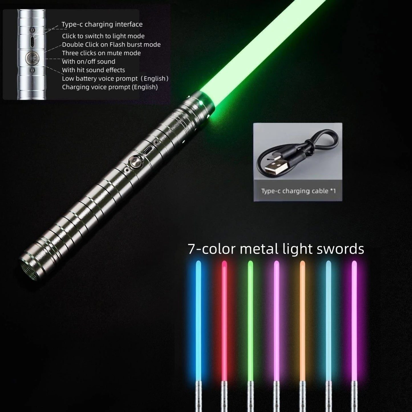 RGB Metal Lightsaber – 7-Color Sword