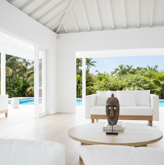 Leia Tribal Deco on Stand – Suarwood Sculpture with Metal Base